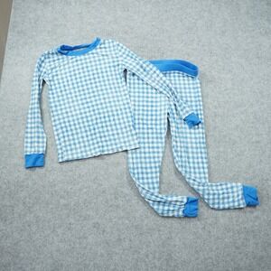 Poppy Kids Co Bamboo Viscose Pajamas Blue Gingham Check 2pc Set 4T Snug Fit